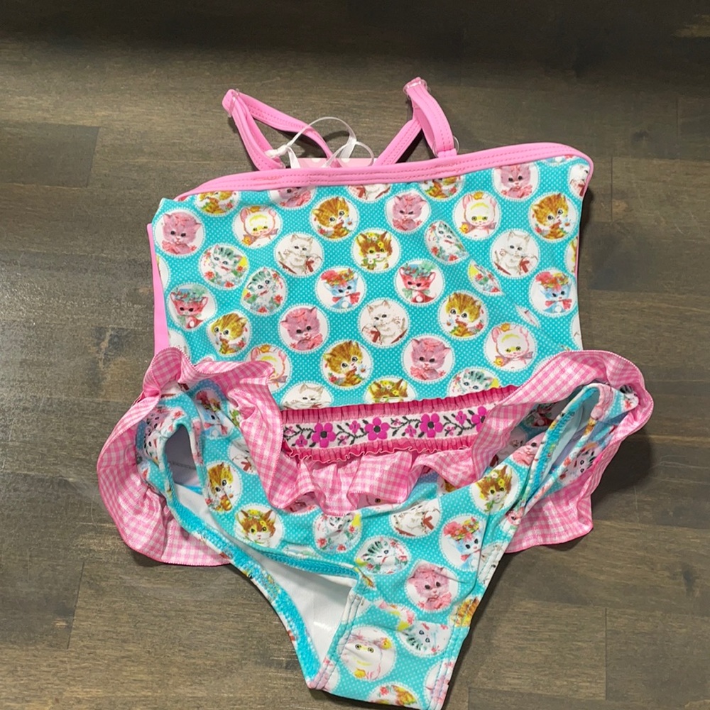 NWT Mim-Pu Size 2 Girls World of Joy Kittens Bathing Suit